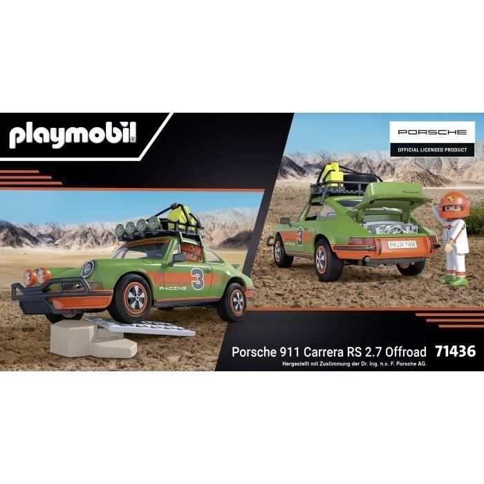Playmobil 71436 Porsche 911 Carrera RS 2.7 Offroad con figura, techo desmontable y accesorios todoterreno para niños +5 años 3