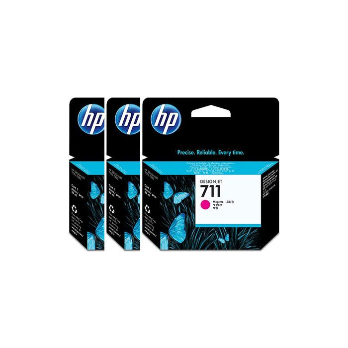 HP Cartucho Ink-Jet Magenta n 711 para HP DesignJet T120/T520, Original, Pack 3, rendimiento 1000 páginas 1