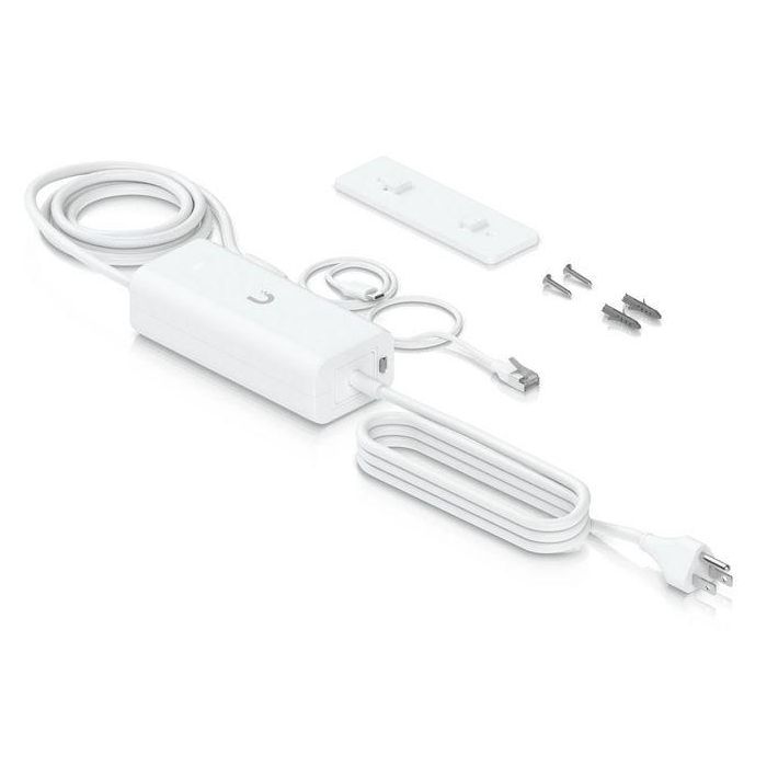 Ubiquiti Adaptador AC con PoE Integrado, 10 GbE, Tipo-C 5V 5A, PoE+ 48V 0.65A, para UniFi Cloud Gateway 7