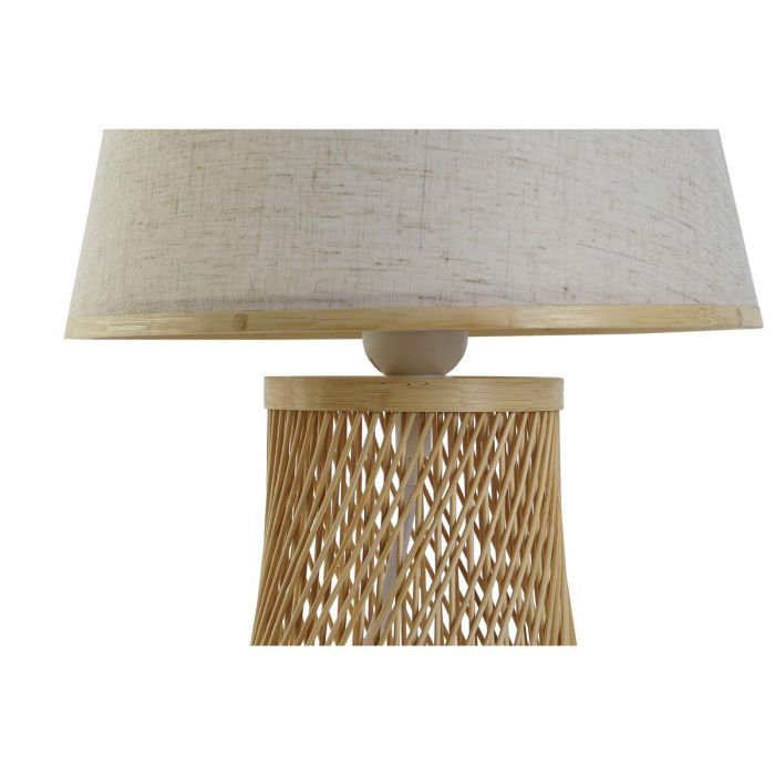 DKD Home Decor Lámpara Sobremesa Urban Bambú y Poliéster Marrón Natural 24x24x37 cm E27 50W 3