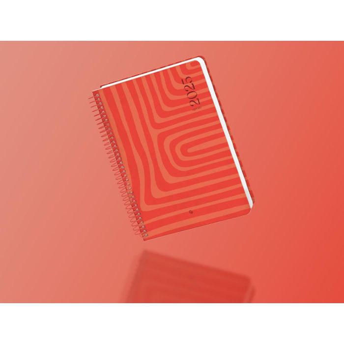 Agenda Espiral Liderpapel Syros A5 2025 Dia Pagina Color Rojo Papel 60 gr 8