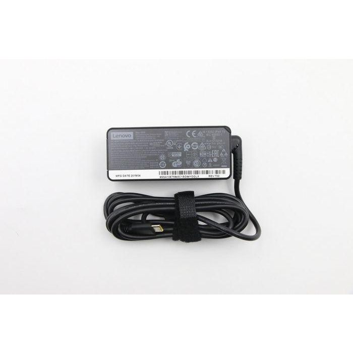 Lenovo 65W USB-C AC adapter, 100-240V input, multiple output voltages, compatible with Lenovo laptops, compact design. 1 Lenovo 65W USB-C AC adapter, 100-240V input, multiple output voltages, compatible with Lenovo laptops, compact design. 1