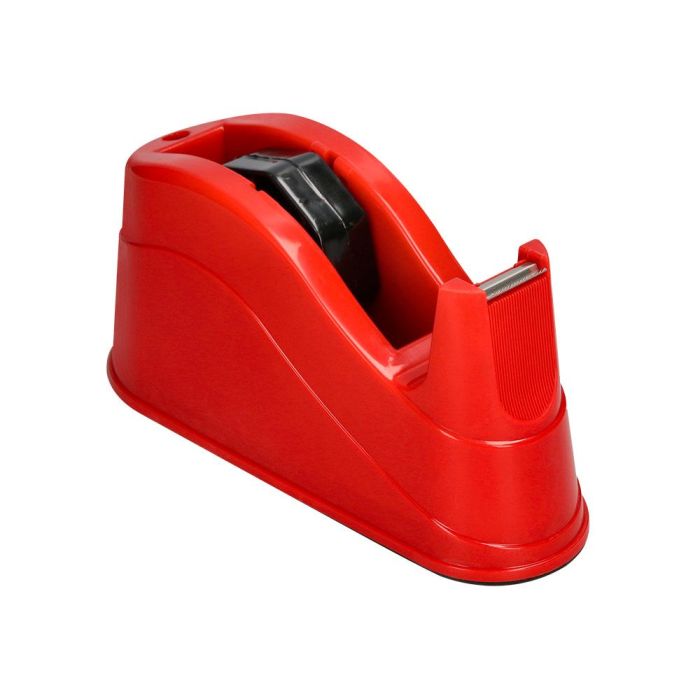 Portarrollo Sobremesa Q-Connect Plastico Para Cintas De 66 Mt Color Rojo 220x100x70 mm 3