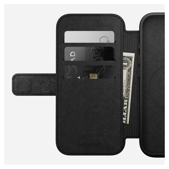 Nomad NM01679585 Folio para Apple iPhone 16 Pro con MagSafe - Funda de Cuero Marrón con Bolsillo para Tarjetas 6