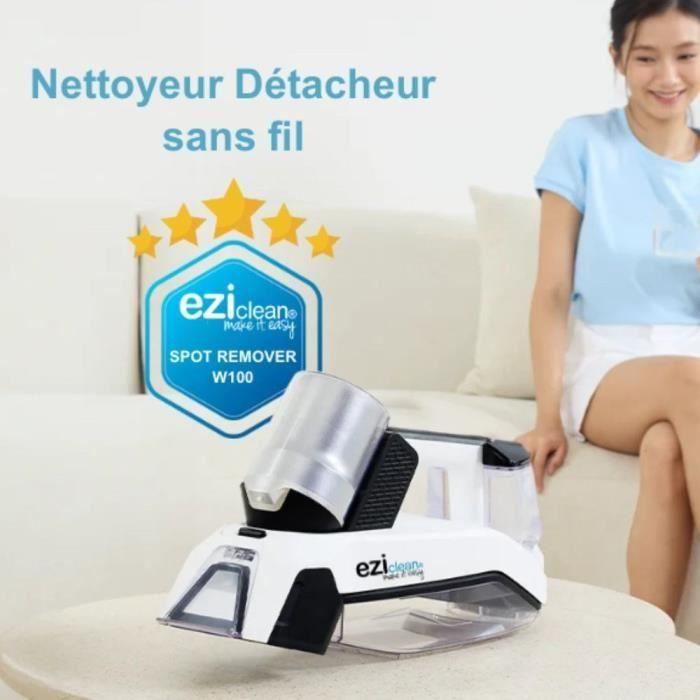 Lavadora inalámbrica - EZICLEAN - SPOT REMOVER W100 - 15000 Pa - 60 W - 20 min - 0,5 L - Blanco/Gris 5 Lavadora inalámbrica - EZICLEAN - SPOT REMOVER W100 - 15000 Pa - 60 W - 20 min - 0,5 L - Blanco/Gris 5