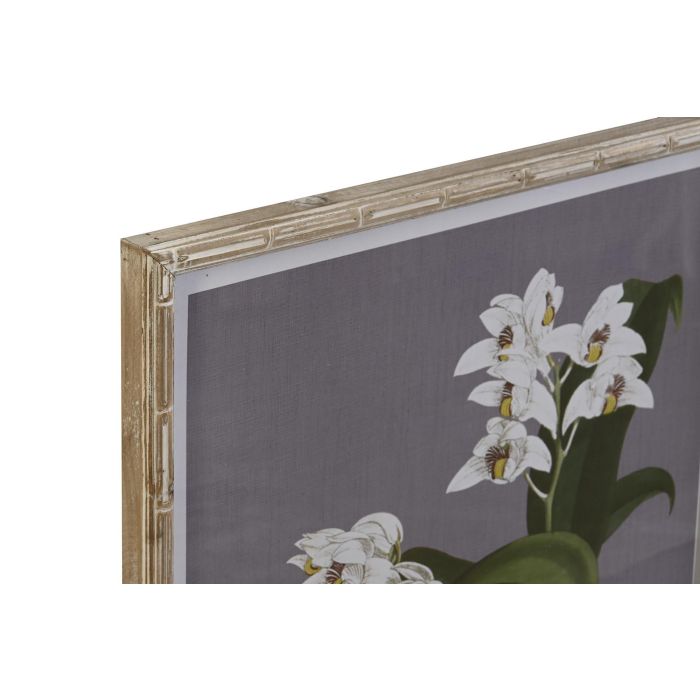 DKD Home Decor Cuadro Cottage Gris Blanco Cristal Abeto Flores 2.8 x 60 x 50 cm (6 Unidades) 1