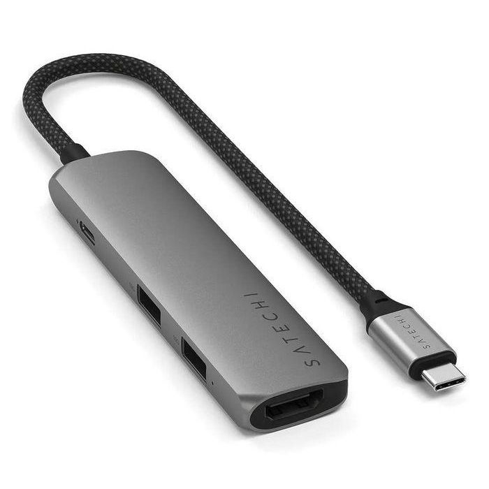 Satechi Adaptador multipuerto Slim 4 en 1 USB-C con 4K HDMI y USB 3.0, 10 Gbps, Space Grey 3