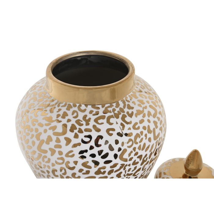 DKD Home Decor Tibor Colonial de Porcelana Blanco y Dorado 25x25x40 cm 1