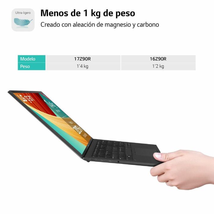LG Gram 17Z90R-E.AD75B Portátil Ultraligero Intel Core i7-1360P 32GB 512GB SSD RTX 3050 17" WQXGA IPS Antireflejo Win 11 20 LG Gram 17Z90R-E.AD75B Portátil Ultraligero Intel Core i7-1360P 32GB 512GB SSD RTX 3050 17" WQXGA IPS Antireflejo Win 11 20