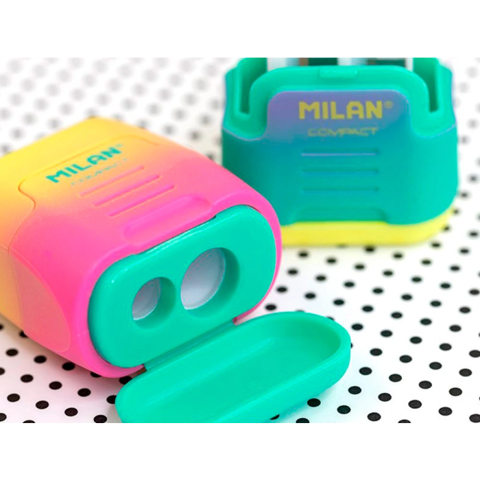 Milan Afilalápices Compact Sunset Doble con Depósito C-Surtidos Expositor 24 Ud 2