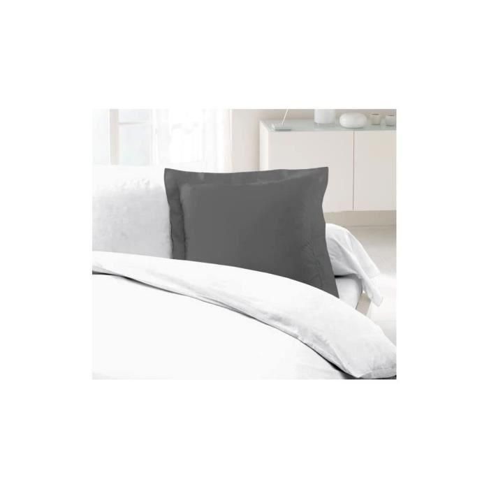 LOVELY HOME Juego de 2 fundas de almohada 100% algodón 63x63 cm - gris oscuro 1