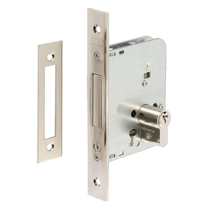 Tesa 2031/50/Hn Cerradura Embutir para Puerta Madera Entrada 50mm Cilindro Europerfil TE5 Reversible Niquelada Frente Recto Eje 85mm