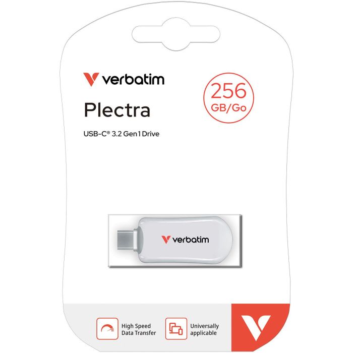 Verbatim Plectra White USB-C Flash Drive 256GB, USB 3.2 Gen 1, 100 MB/s Lectura, Blanco 2