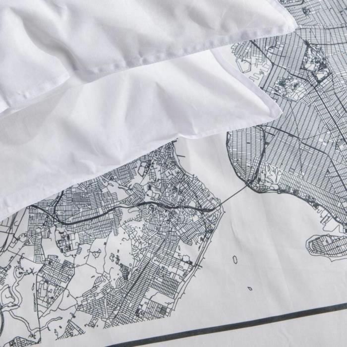 Today TOD3574641256562 Juego de cama JAVA de Algodón 240x220 cm para 2 personas, Estampado New York, Blanco 3