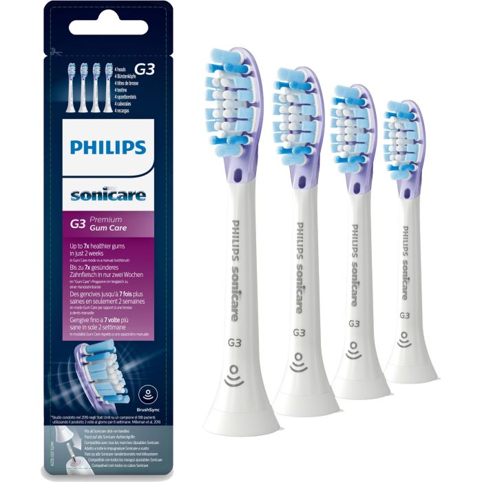 Philips HX9054/17 Cabezales de Cepillo Sonicare G3 Premium Gum Care Blanco - Suave - Paquete de 4 unidades
