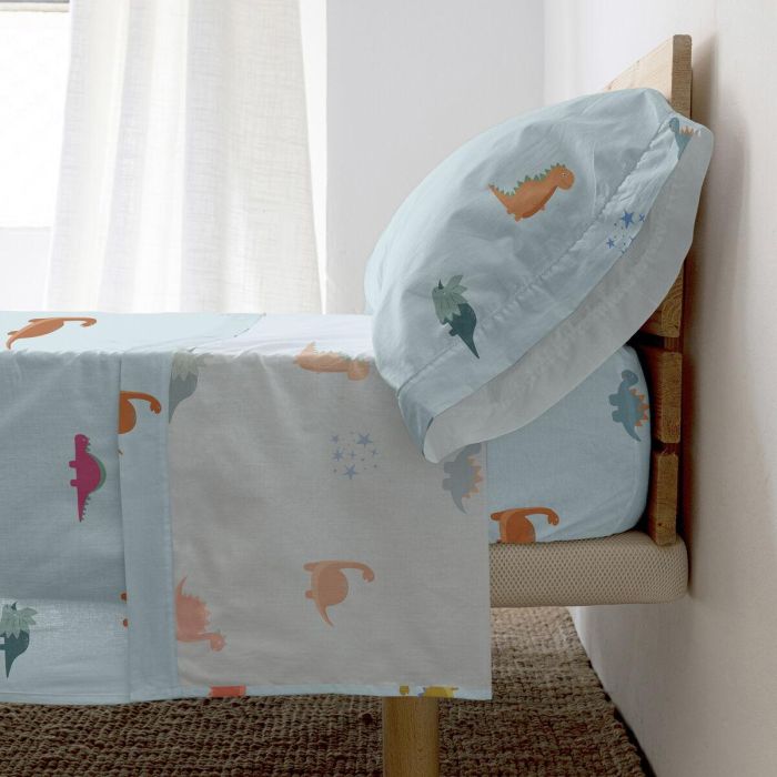 Juego de Sábanas HappyFriday HF Mini Dinosaur Multicolor Cama de 105 2 Piezas 2