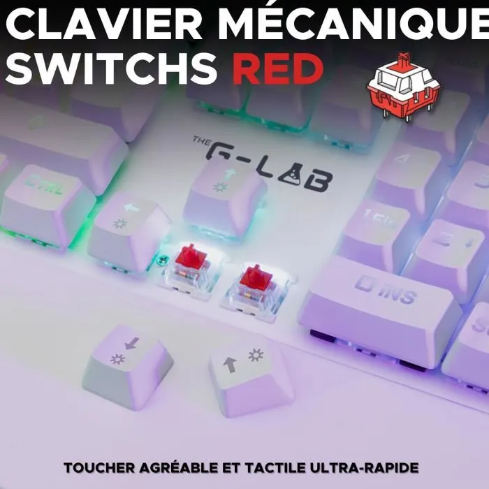 The G-Lab Teclado Gaming KEYZ RUBIDIUM Mecánico (Interruptor Rojo) Reposamuñecas RGB Con Cable Azerty Blanco 2