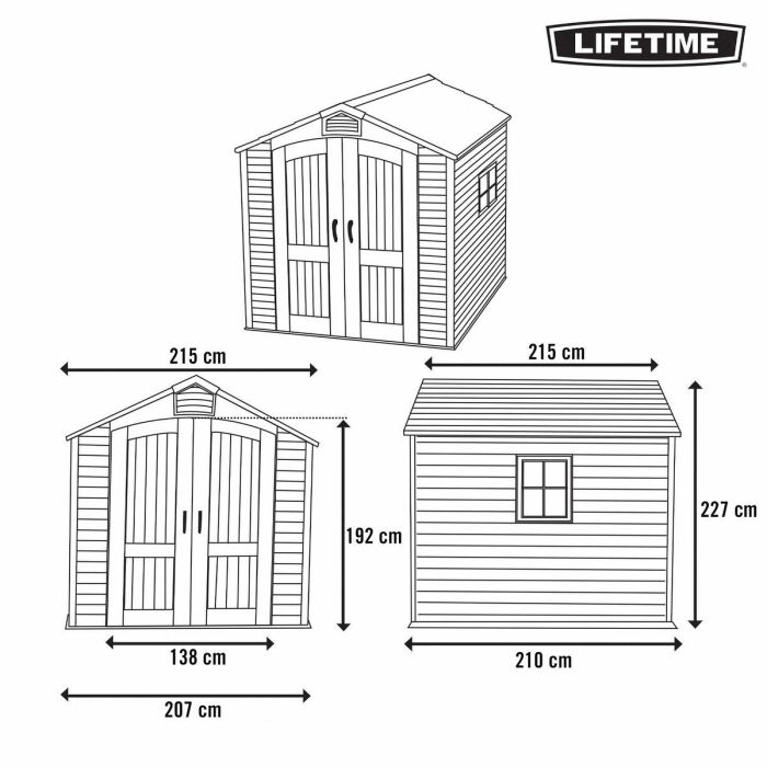 Caseta Lifetime 215 x 227 x 215 cm Gris 3 Caseta Lifetime 215 x 227 x 215 cm Gris 3