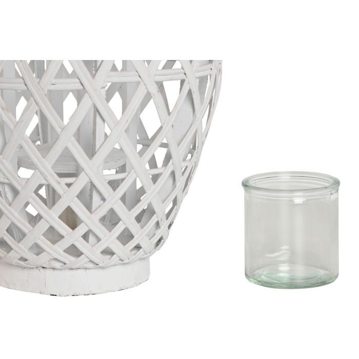 DKD Home Decor Portavelas Blanco Bambú Cristal 22 x 36 x 22 cm (4 Unidades) 2