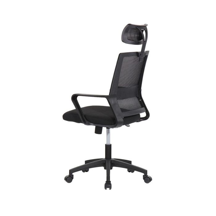 Silla de oficina ergonómica negra con respaldo en malla de nylon edm 2