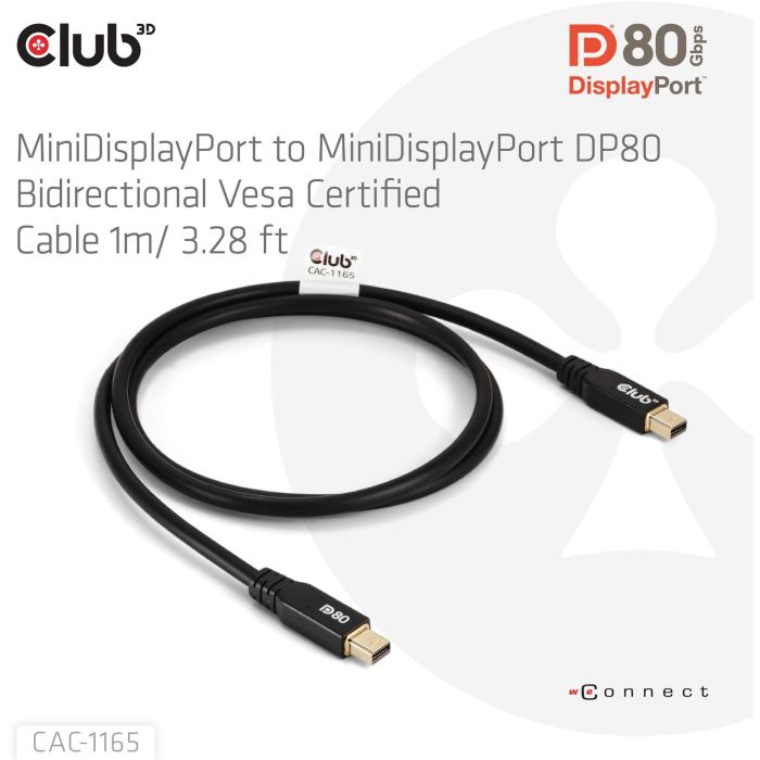 Club3D Kabel MiniDP 2.1 <-> MiniDP 2.1 1m 10K60Hz St/St retail 1 Club3D Kabel MiniDP 2.1 <-> MiniDP 2.1 1m 10K60Hz St/St retail 1