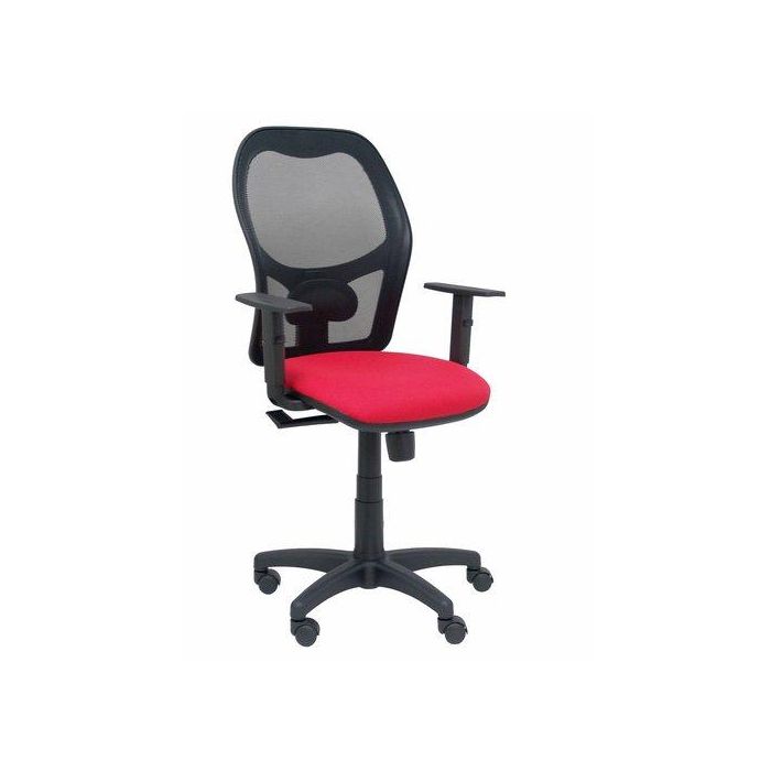 Silla Piqueras Y Crespo Alocen Brazos Regulables Mecanismo Sincro Refuerzo Lumbar Ruedas Nylon Respaldo Malla Negra Transpirable Y Asiento Tapizado Bali Rojo