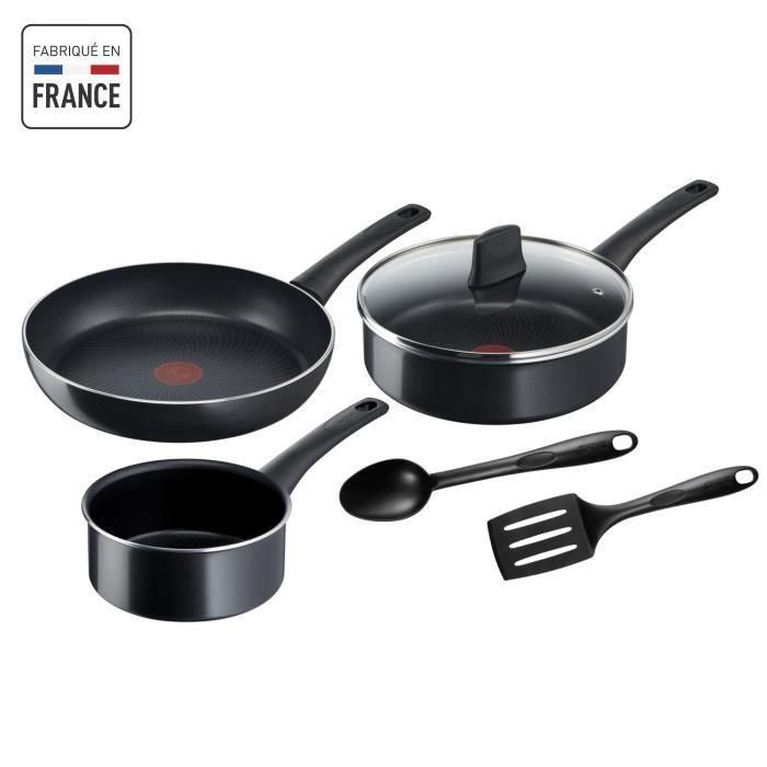 Tefal C2789602 Batería de cocina de 6 piezas, cacerola, estufa, salteuse + cubierta de vidrio, inducción, no piso, hecha en Francia