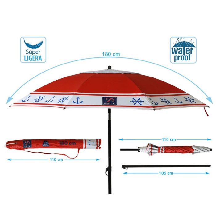 Sombrilla de playa Ø 180 cm SPF50+ Ancla 1