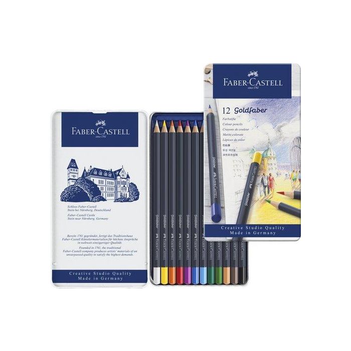 Lapices De Colores Faber-Castell Goldfaber Aqua 1147 Estuche De Metal De 12
