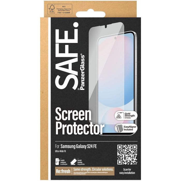 PanzerGlass SAFE Protector de Pantalla para Samsung Galaxy S24 FE Ultra-Wide Fit con EasyAligner 2