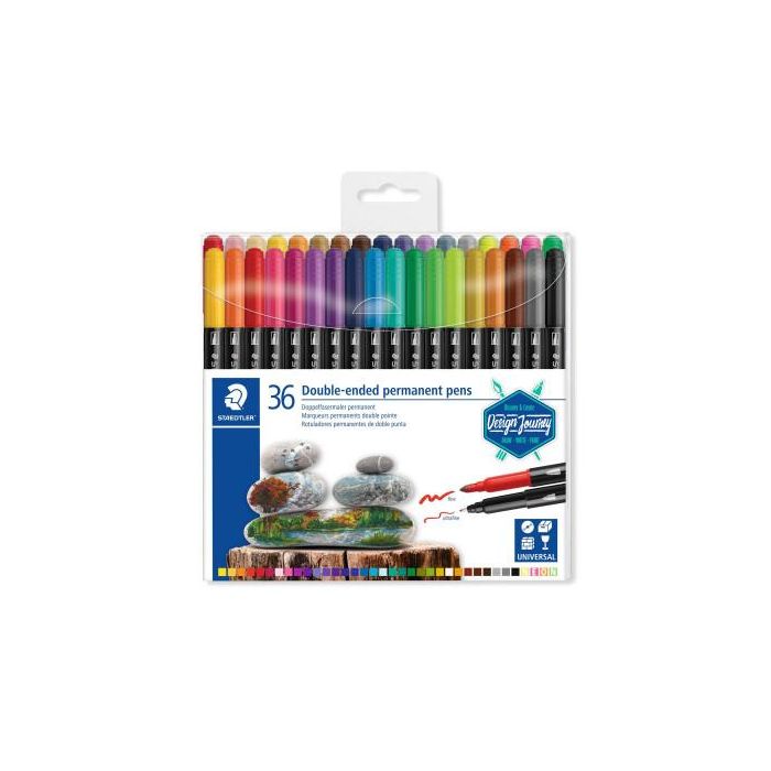 Rotulador Staedtler Permanente Doble Punta 3187 Estuche De 36 Unidades Colores Surtidos