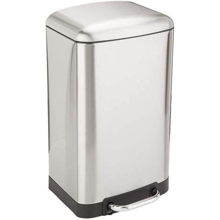 Kitchen Move Cubo de basura con pedal rectangular para cocina 30L Acero inoxidable cepillado Greenwich