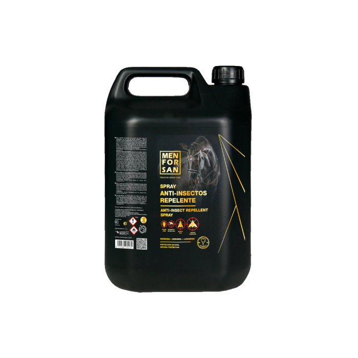 Men For San Spray Repelente Antiinsectos Natural para Caballos 5 L - Elimina Moscas, Garrapatas, Mosquitos, Tábanos - Margosa, Geraniol, Lavandino