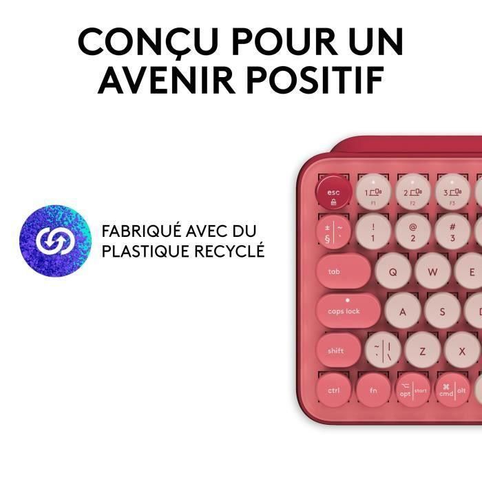 Teclado inalámbrico mecánico Logitech POP Keys con teclas Emoji personalizables, Bluetooth o USB, diseño compacto duradero - rosa 4 Teclado inalámbrico mecánico Logitech POP Keys con teclas Emoji personalizables, Bluetooth o USB, diseño compacto duradero - rosa 4