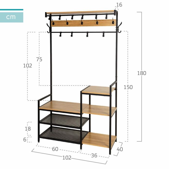 Perchero con Balda Max Home Acero Melamina Aglomerado Minimalista 102 x 180 x 40 cm 3