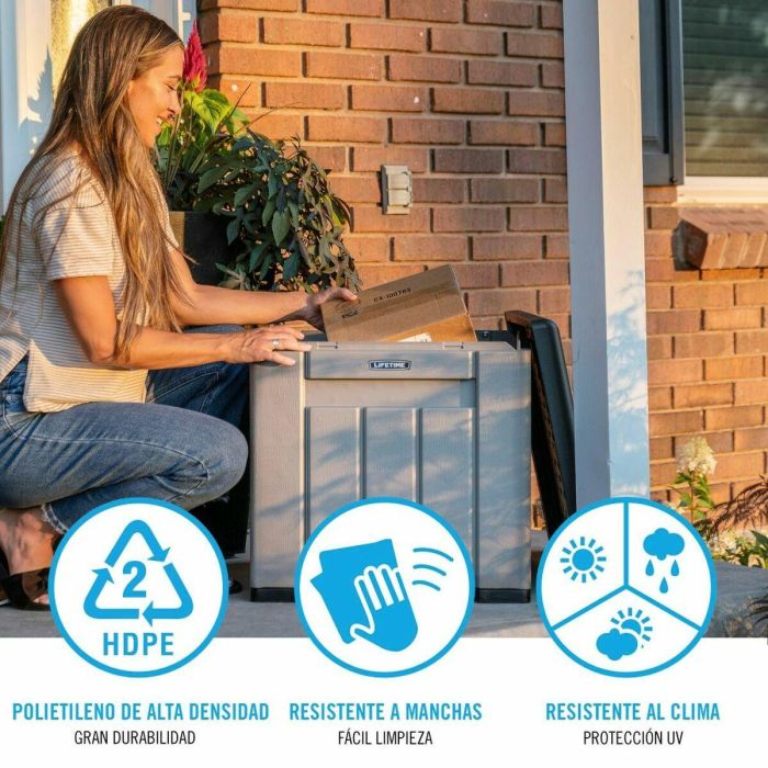 Lifetime Cubo Almacenamiento Gris con Puertas y Techo Abatibles 51,2x51,2x50,8 cm 4