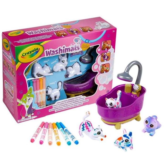 Crayola Bañera Washimals con 4 Mascotas Flocadas Decorables: Lava, Personaliza y Recrea. Juego Creativo +3 Años (32,5x11,5x24 cm) 3 Crayola Bañera Washimals con 4 Mascotas Flocadas Decorables: Lava, Personaliza y Recrea. Juego Creativo +3 Años (32,5x11,5x24 cm) 3