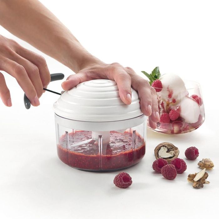 Metaltex Picadora Rotomac Manual, 500 ml, con Cuchillas Móviles de Acero Inoxidable, Ø12 x 11 cm, Picadora de Verduras Giratoria