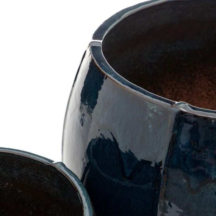 S/2 Maceteros Azul Cerámica Decoración 55 X 55 X 55 cm