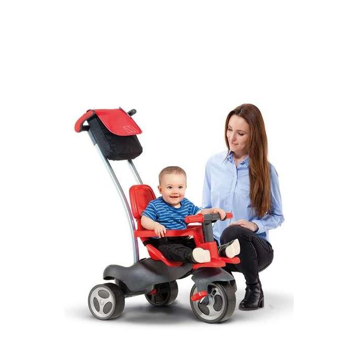 Molto Triciclo Urban Trike Rojo con Palo, Cinturón, Bolsa y Rueda de Goma 98 cm