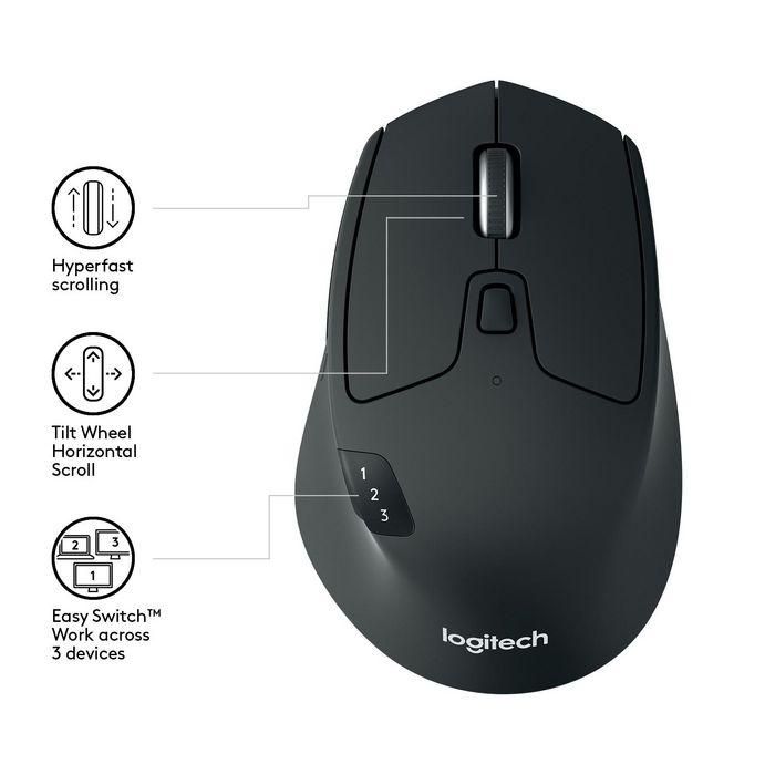 Logitech 910-004791 - Ratón Inalámbrico M720 Triathlon Bluetooth y Unifying Multidispositivo 3 PC, 1000 DPI, 8 Botones, 24 Meses Batería 2 Logitech 910-004791 - Ratón Inalámbrico M720 Triathlon Bluetooth y Unifying Multidispositivo 3 PC, 1000 DPI, 8 Botones, 24 Meses Batería 2