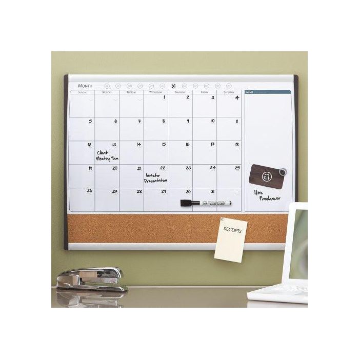 Nobo Planificador Mensual Magnético y Corcho Horizontal 585x430 mm, Marco Arqueado Plata y Negro, incluye rotulador, imanes 5 Nobo Planificador Mensual Magnético y Corcho Horizontal 585x430 mm, Marco Arqueado Plata y Negro, incluye rotulador, imanes 5