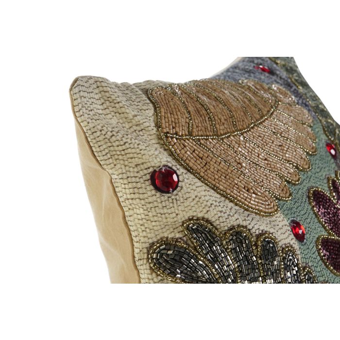 DKD Home Decor Funda Cojín Multicolor 1 x 50 x 50 cm con Hojas en Poliéster