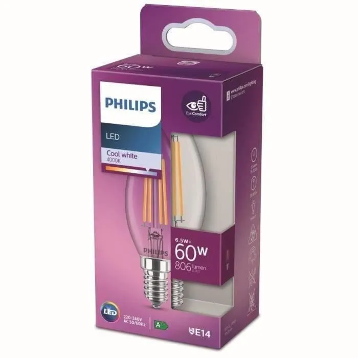 Philips Bombilla LED Equivalente 60W E14 Blanco Frío No Regulable 1