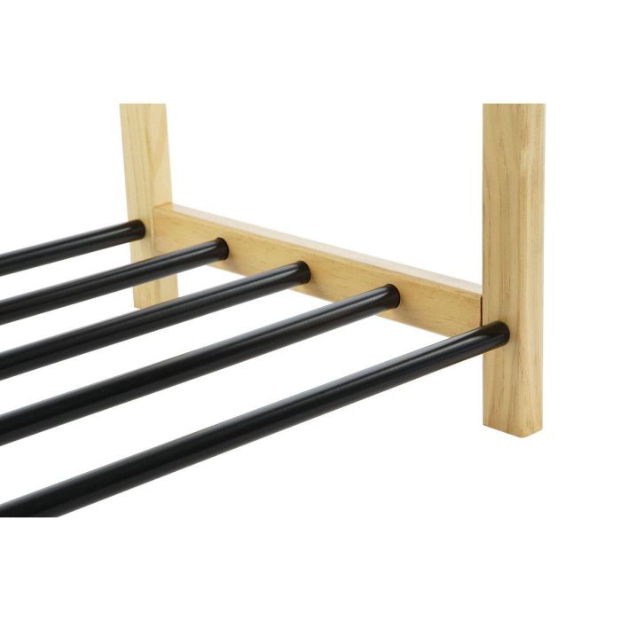 DKD Home Decor Zapatero Básicos Mueble Organizador de Pino y Acero Negro Natural Desmontable - Ancho 80 x Fondo 31 x Alto 32 cm 2 DKD Home Decor Zapatero Básicos Mueble Organizador de Pino y Acero Negro Natural Desmontable - Ancho 80 x Fondo 31 x Alto 32 cm 2
