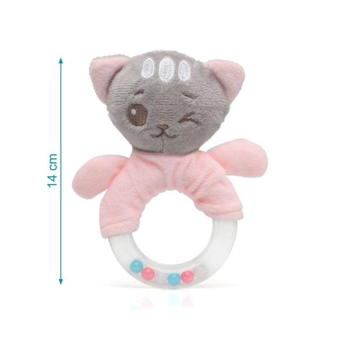 KioKids Peluche Sonajero Gatito Rosa Extremadamente Suave con Anilla para Bebé +3 Meses - Colección Dolci Amici 3 KioKids Peluche Sonajero Gatito Rosa Extremadamente Suave con Anilla para Bebé +3 Meses - Colección Dolci Amici 3