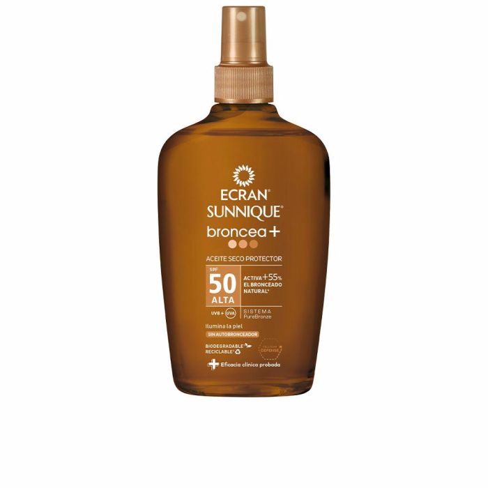 Ecran SUNNIQUE BRONCEA+ Aceite Vapo Protector Solar Corporal SPF50 Bronceador con Zanahoria, Spray 200 ml Ecran SUNNIQUE BRONCEA+ Aceite Vapo Protector Solar Corporal SPF50 Bronceador con Zanahoria, Spray 200 ml