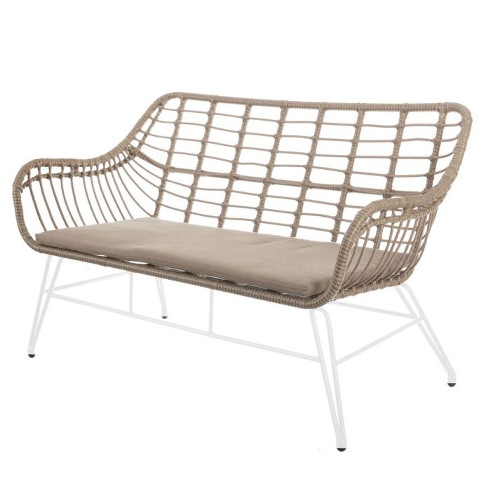 Sillón de jardín Ariki 121 x 62 x 76 cm ratán sintético Acero Blanco