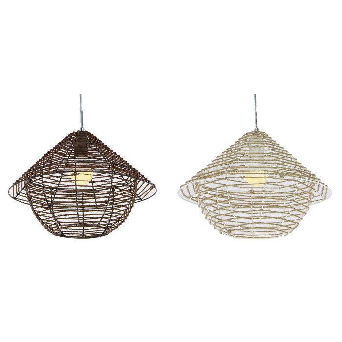 DKD Home Decor Lámpara de Techo Urban en Cuerda y Metal Blanco Marrón 38x27x38cm E27 50W Pack de 2 Unidades DKD Home Decor Lámpara de Techo Urban en Cuerda y Metal Blanco Marrón 38x27x38cm E27 50W Pack de 2 Unidades