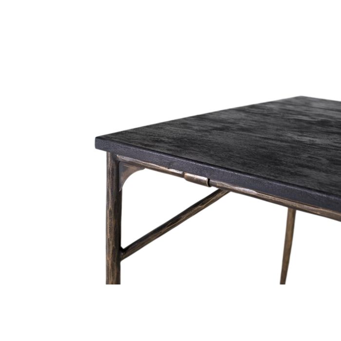 GINER Y COLOMER Mesa Comedor Rectangular Madera Maciza 200 cm Negro y Dorado 3